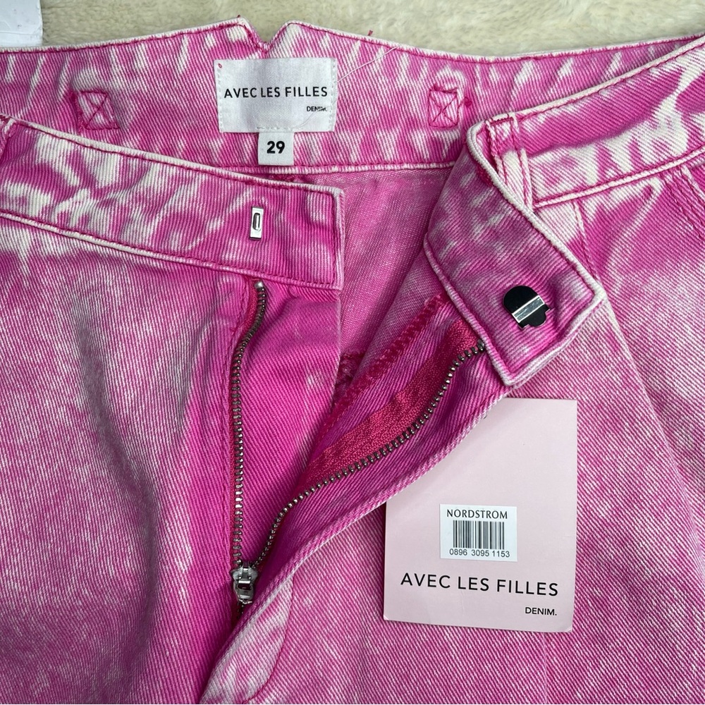 Avec Les Filles High Rise Pleated Trouser Wide Leg 90s Pink NWT Sz 29 Barbiecore - Picture 2 of 13